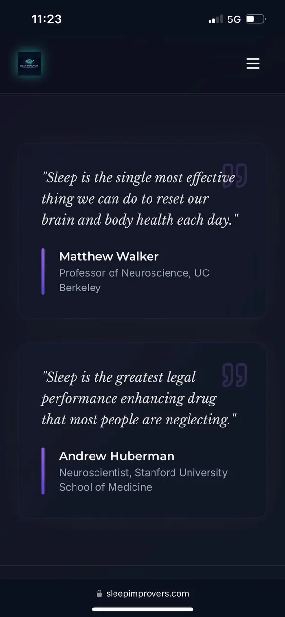 Sleep Improvers mobilvy – responsiv design